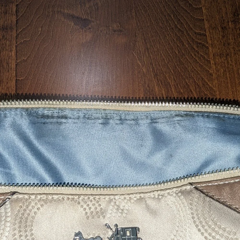 Good Used Condition Coach Khaki Canvas and Leather Satchel Bag. - Picture 8 of 10